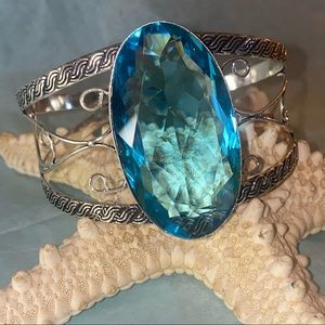 Stunning Blue Tourmaline HUGE handcrafted cuff